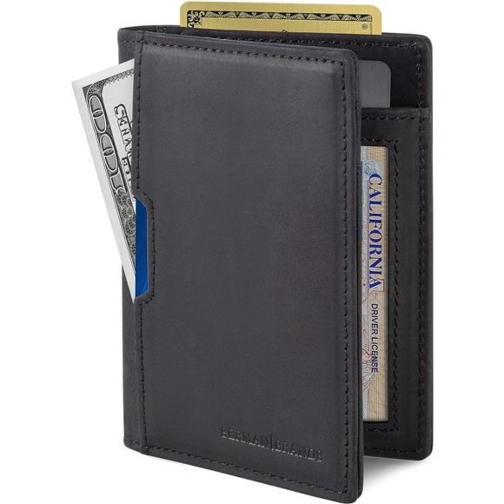 Slim Mens Leather Wallet RFID Blocking Front Pocket